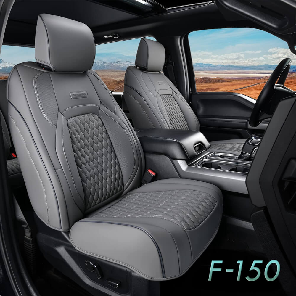 Fit 2015-2024 F150, 2017-2024 F250 F350 Crew Cab Coverado Custom Seat Covers Front and Back Waterproof 5 Seats Faux Leather Full Coverage Seat Protectors