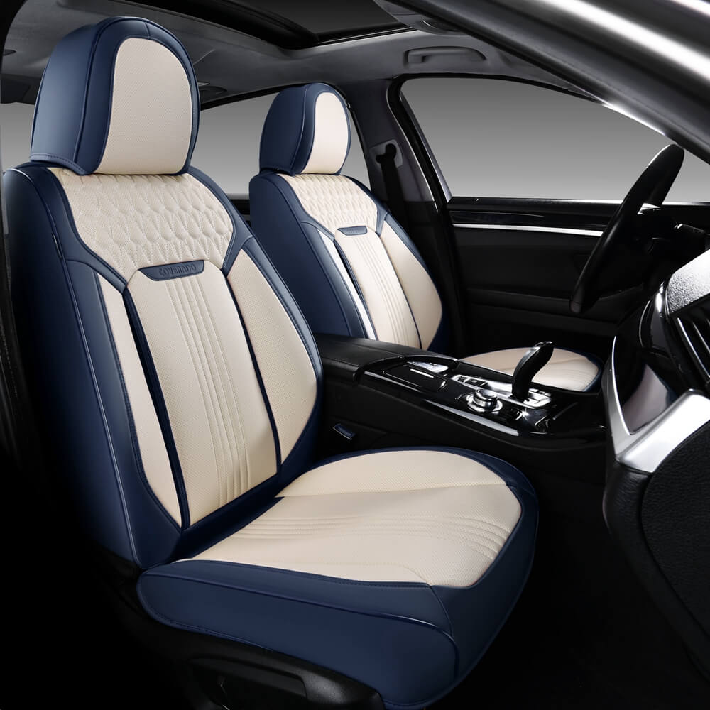 Coverado Front Car Seat Covers Set 2 Seats Driver and Passenger Comfortable Leatherette Water Resistant Universal Fit Auto Seat Protectors