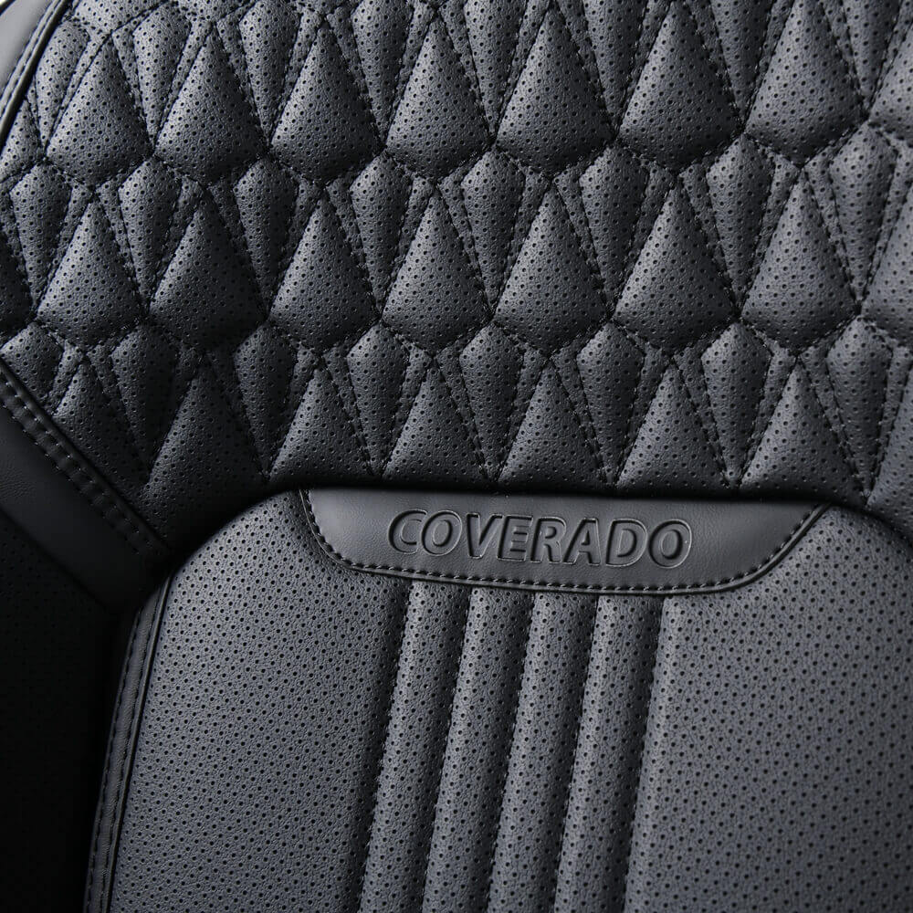 Coverado Luxury Front and Back Car Seat Covers Premium Faux Leather Waterproof Universal Fit