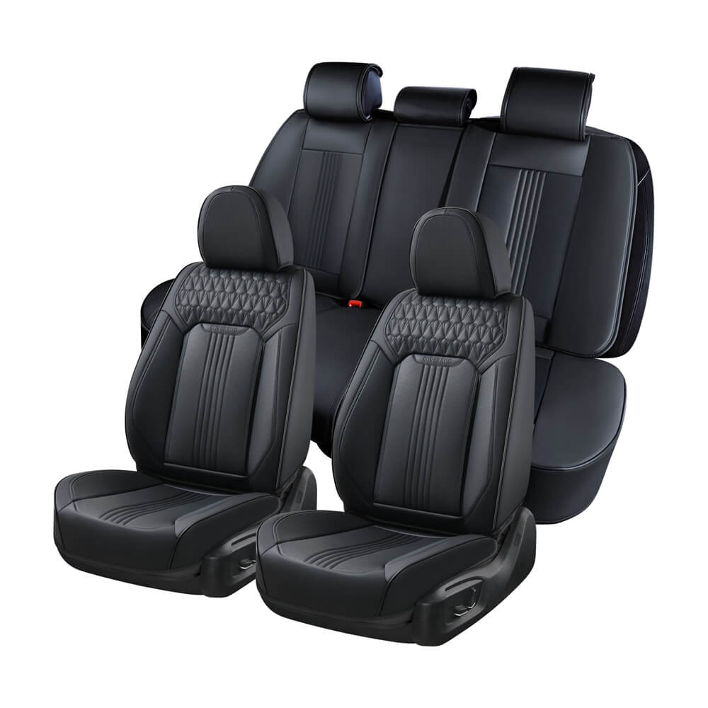 Coverado 5 Seats Full Set Front and Rear Seat Covers for Cars Faux Leather Water Resistant Auto Seat Protectors Universal Fit SUV Trucks