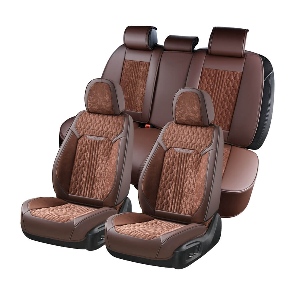 Coverado Velvet Full Set Car Seat Covers 5 Seats Front Back Auto Seat Protectors Universal Fit