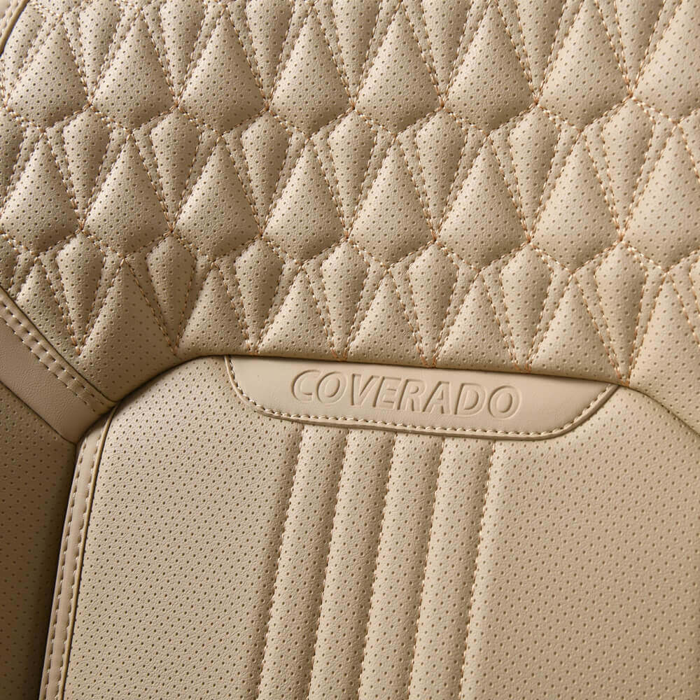 Coverado Luxury Front and Back Car Seat Covers Premium Faux Leather Waterproof Universal Fit