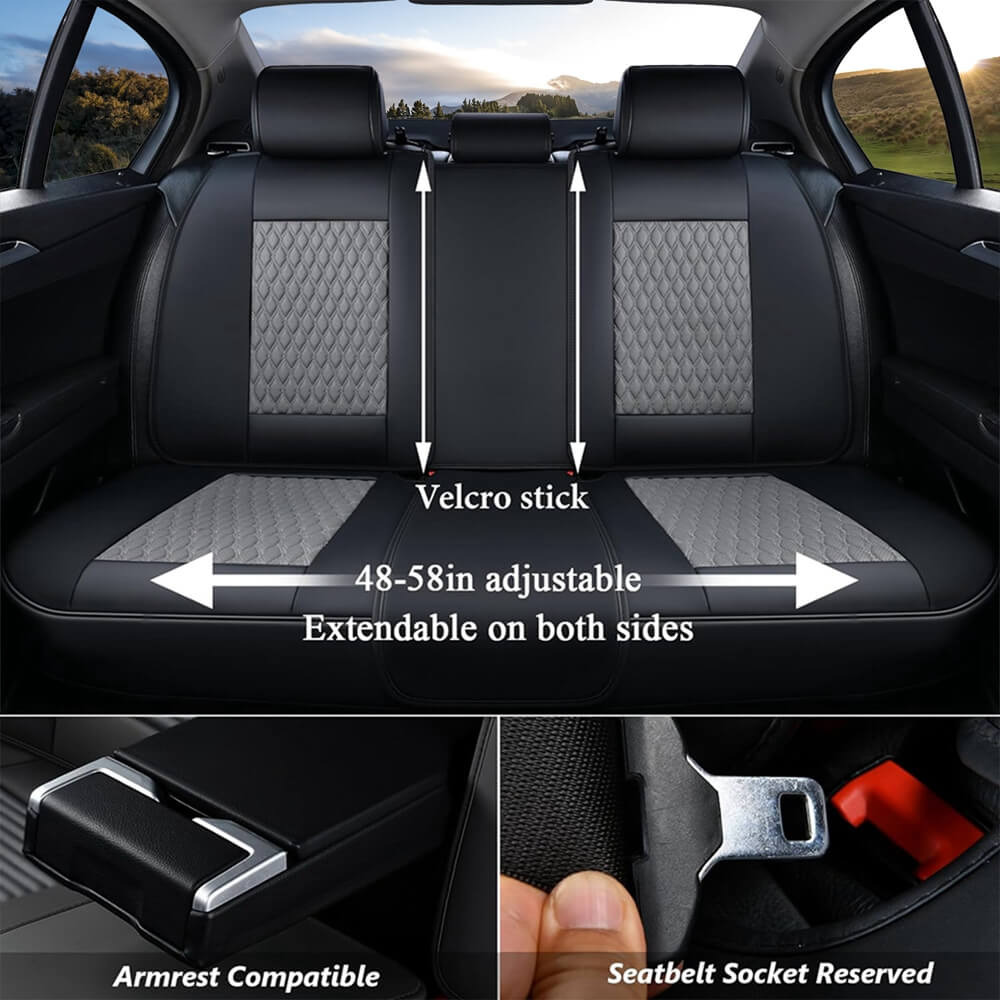 Coverado Front and Rear Car Seat Covers Universal Fit Premium Leather Water Resistant Driver Passenger Auto Seat Protectors Interior Covers