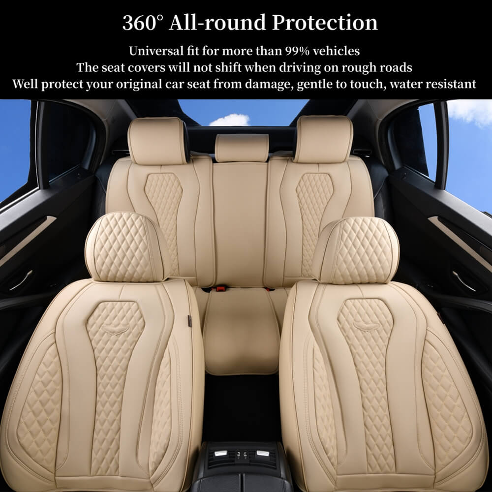 Coverado Front and Back Seat Covers for Cars Premium Leatherette Auto Seat Protectors Water Resistant Universal Fit