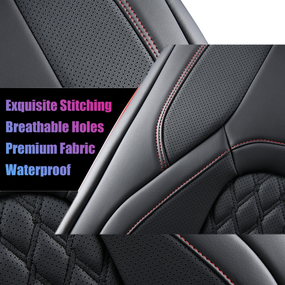 Fit 2015-2024 F150, 2017-2024 F250 F350 Crew Cab Coverado Custom Seat Covers Front and Back Waterproof 5 Seats Faux Leather Full Coverage Seat Protectors