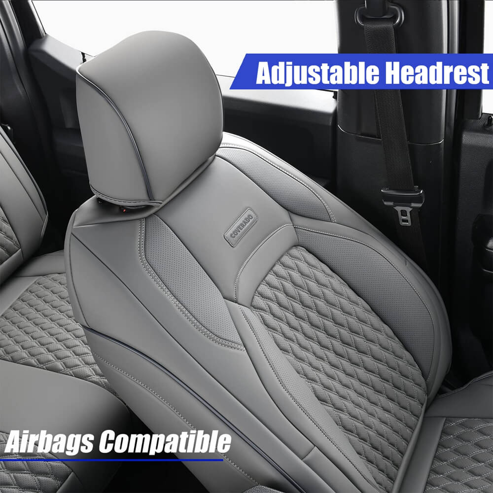 Fit 2015-2024 F150, 2017-2024 F250 F350 Crew Cab Coverado Custom Seat Covers Front and Back Waterproof 5 Seats Faux Leather Full Coverage Seat Protectors
