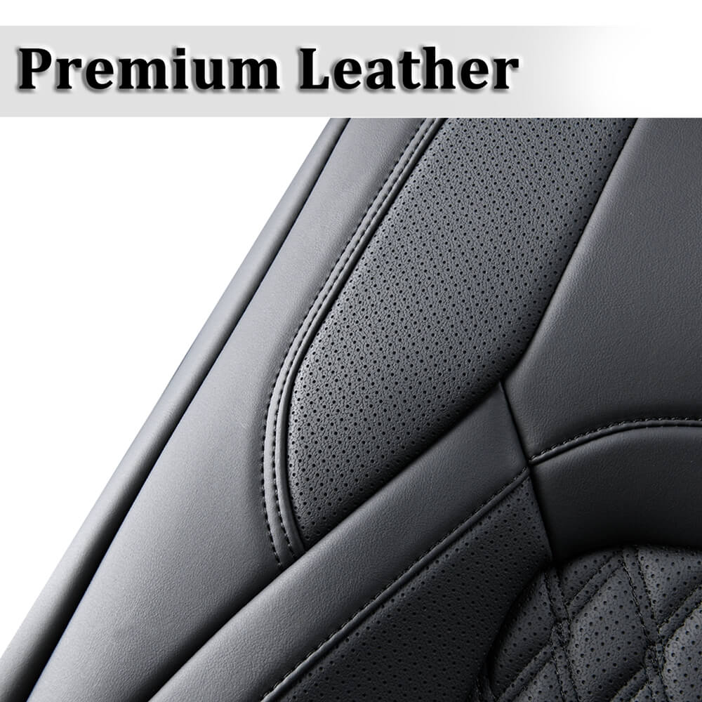 Coverado 2009-2023 Ram 1500, 2010-2024 Ram 2500 3500 Crew Cab Custom Fit Seat Covers Leather Full Coverage Auto Seat Protector with Concave Front, Split Curved Back/ Flat Back Seats