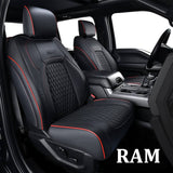 Coverado 2009-2023 Ram 1500, 2010-2024 Ram 2500 3500 Crew Cab Custom Fit Seat Covers Leather Full Coverage Auto Seat Protector with Concave Front, Split Curved Back/ Flat Back Seats