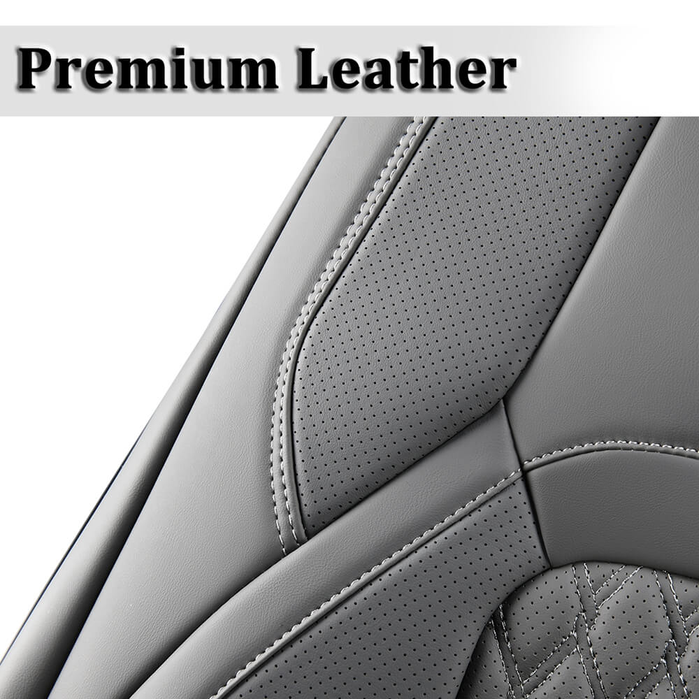 Coverado 2009-2023 Ram 1500, 2010-2024 Ram 2500 3500 Crew Cab Custom Fit Seat Covers Leather Full Coverage Auto Seat Protector with Concave Front, Split Curved Back/ Flat Back Seats