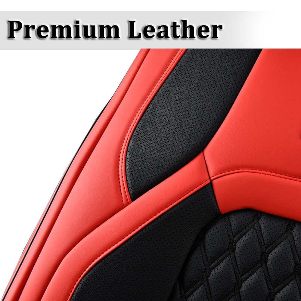 Coverado 2009-2023 Ram 1500, 2010-2024 Ram 2500 3500 Crew Cab Custom Fit Seat Covers Leather Full Coverage Auto Seat Protector with Concave Front, Split Curved Back/ Flat Back Seats