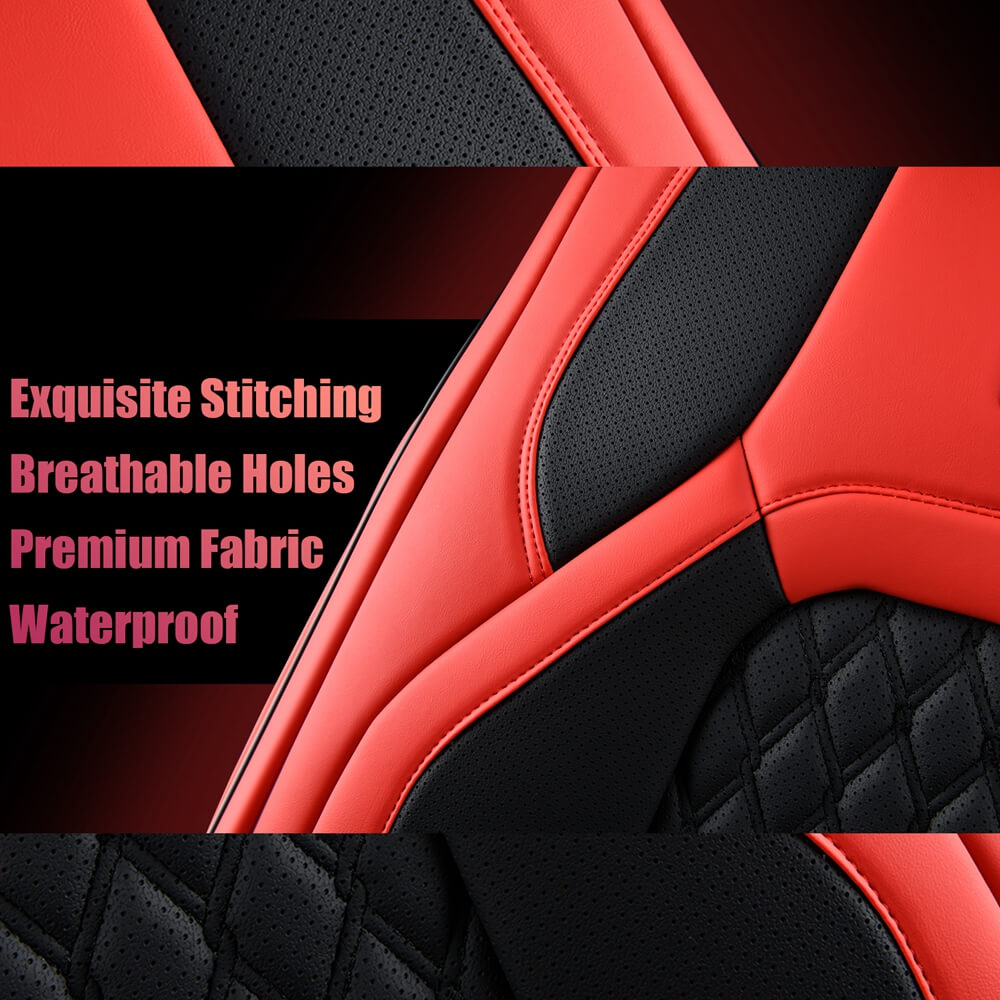 Fit 2015-2024 F150, 2017-2024 F250 F350 Crew Cab Coverado Custom Seat Covers Front and Back Waterproof 5 Seats Faux Leather Full Coverage Seat Protectors