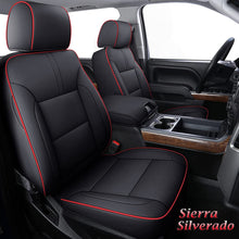 Load image into Gallery viewer, Coverado 2-Seat Custom Front Seat Covers Fit 2007-2025 1500 Chevy Silverado GMC Sierra, 2015-2025 2500HD 3500HD Crew Double Extended Cab Faux Leather Seat Cover Set