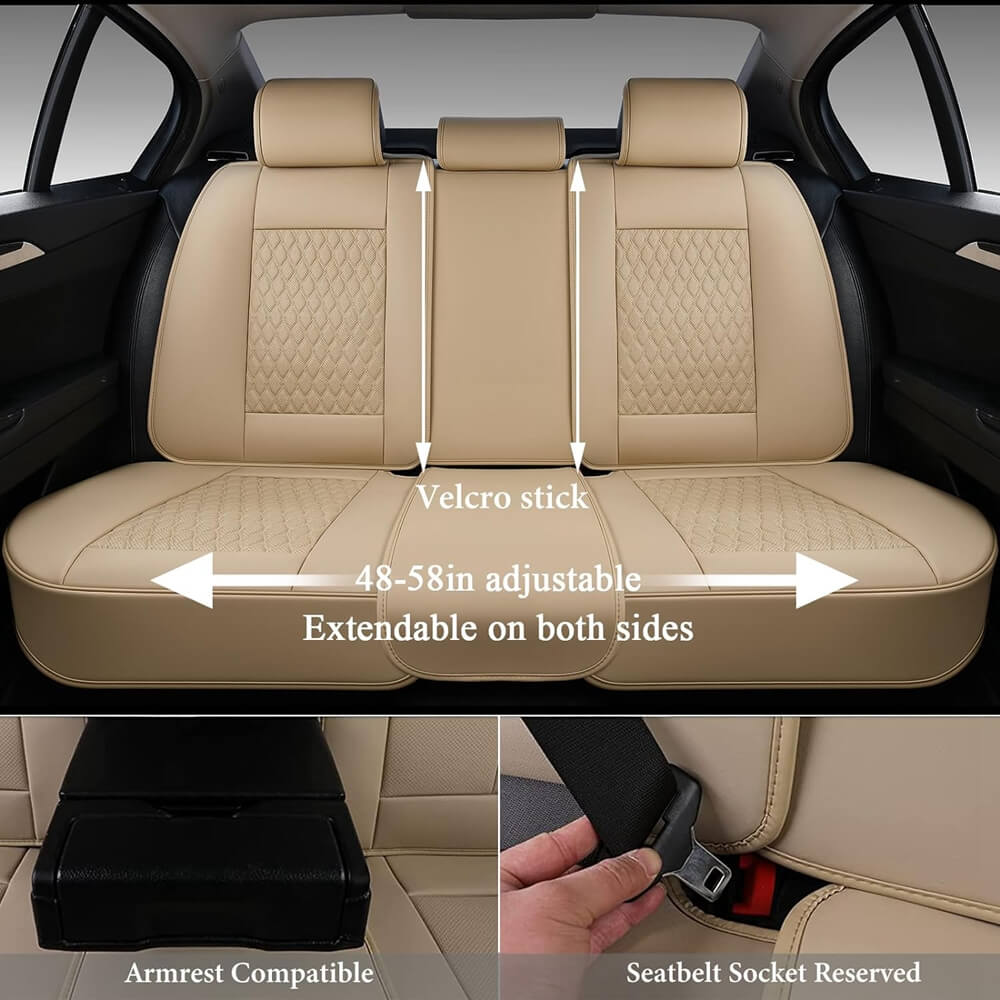 Coverado Black and Gray Car Seat Covers Full Set, 5 SEATS Premium Leather Front and Back Auto Seat Protectors, Luxury Cars Interior Cushion Universal