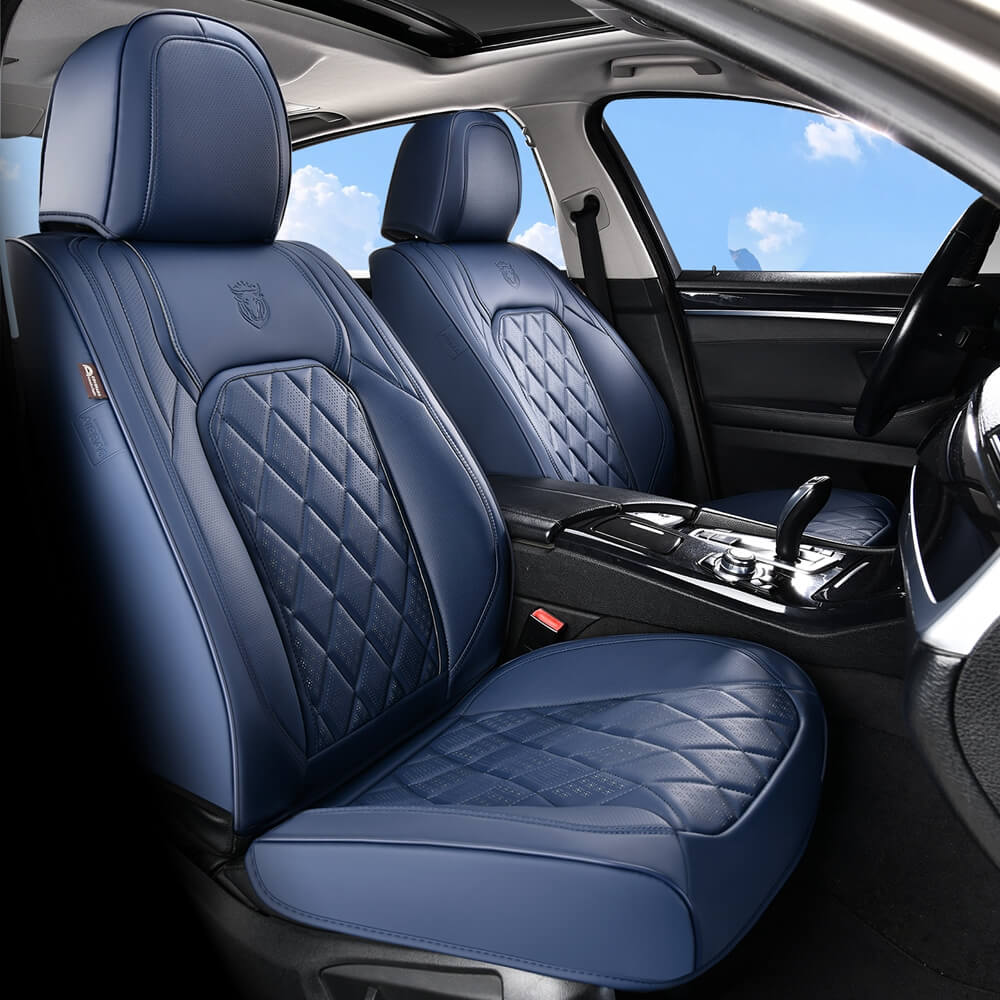 Coverado Front and Back Seat Covers Faux Leather Full Set Breathable Waterproof Seat Protectors Universal Fit