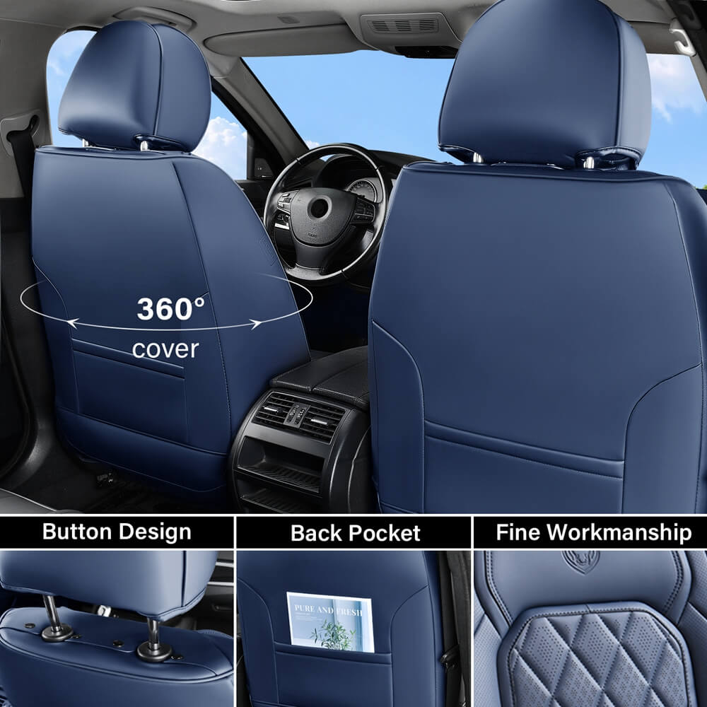 Coverado Front and Back Seat Covers Faux Leather Full Set Breathable Waterproof Seat Protectors Universal Fit