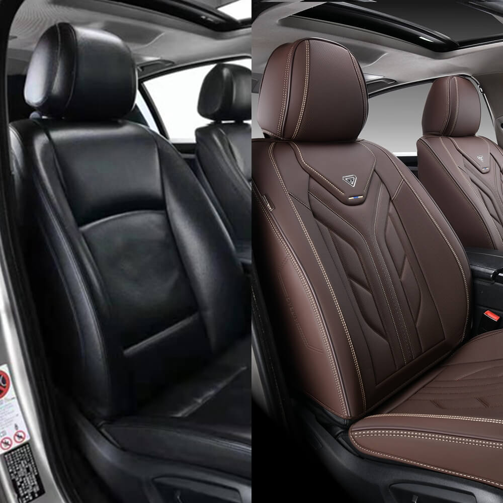 Coverado Quality Leatherette Front and Back Car Seat Covers Universal Fit Seat Protectors