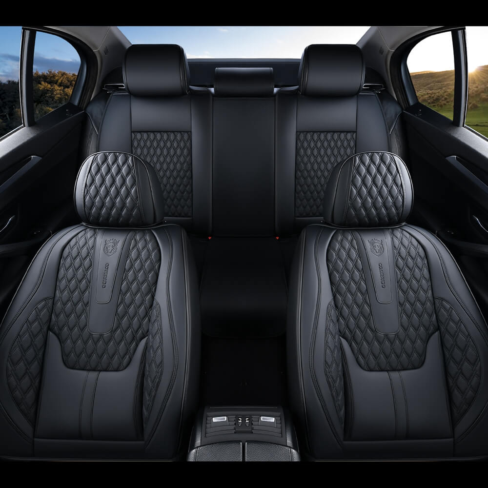 Coverado Front and Rear Car Seat Covers Universal Fit Premium Leather Water Resistant Driver Passenger Auto Seat Protectors Interior Covers