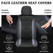 Load image into Gallery viewer, Coverado 5 Seats PVC Seat Covers Full Set Faux Leather & Fabric Seat Protectors Universal Fit