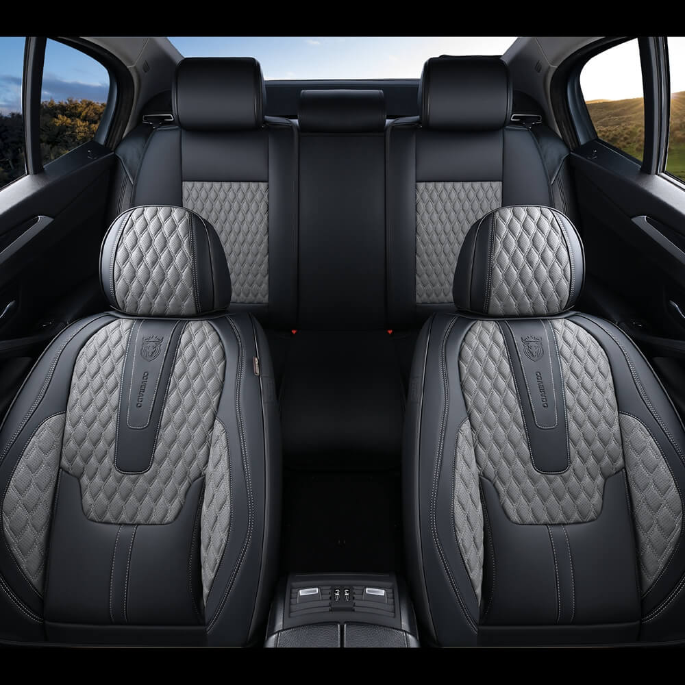 Coverado Front and Rear Car Seat Covers Universal Fit Premium Leather Water Resistant Driver Passenger Auto Seat Protectors Interior Covers