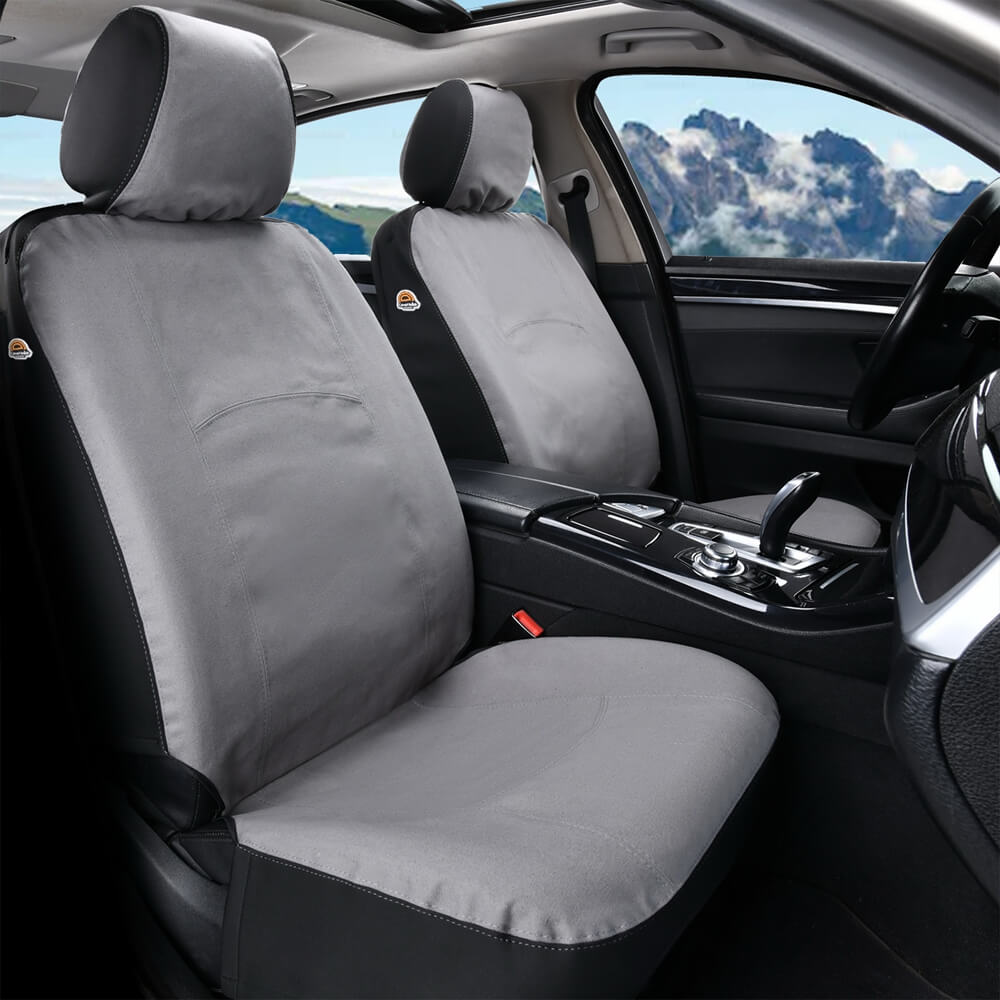 Coverado Canvas Front Rear Car Seat Covers Universal Fit Auto Seat Protectors for Kids & Dogs