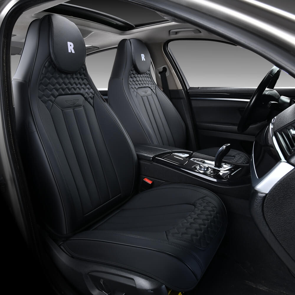Coverado Full Set Seat Covers 5 Seats Front and Back Premium Faux Leather Seats Universal Fit