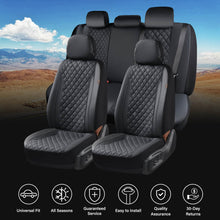 Load image into Gallery viewer, Coverado 5 Seats Full Set PVC Car Seat Covers Front and Back Faux Leather &Fabric Auto Seat Protector Universal Fit