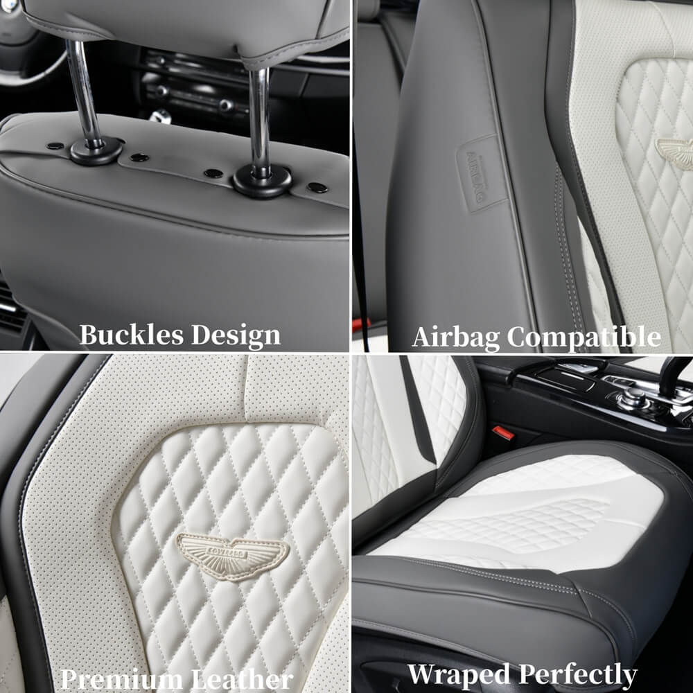 Coverado Front and Back Seat Covers for Cars Premium Leatherette Auto Seat Protectors Water Resistant Universal Fit