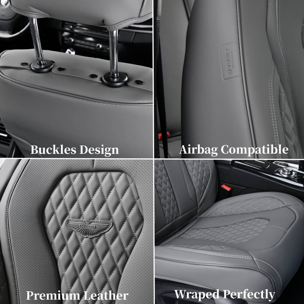 Coverado Front and Back Seat Covers for Cars Premium Leatherette Auto Seat Protectors Water Resistant Universal Fit