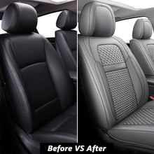 Load image into Gallery viewer, Coverado Front and Back Seat Covers  5 Seats Faux Leather & Woven Fabric Full Set Breathable Universal Fit