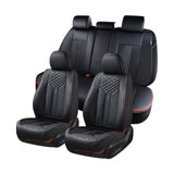 Coverado Front and Back Seat Covers Premium Leather Classic Contrast Color Water Resistant Auto Seat Protectors Universal Fit