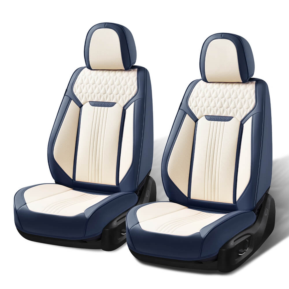 Coverado Front Car Seat Covers Set 2 Seats Driver and Passenger Comfortable Leatherette Water Resistant Universal Fit Auto Seat Protectors