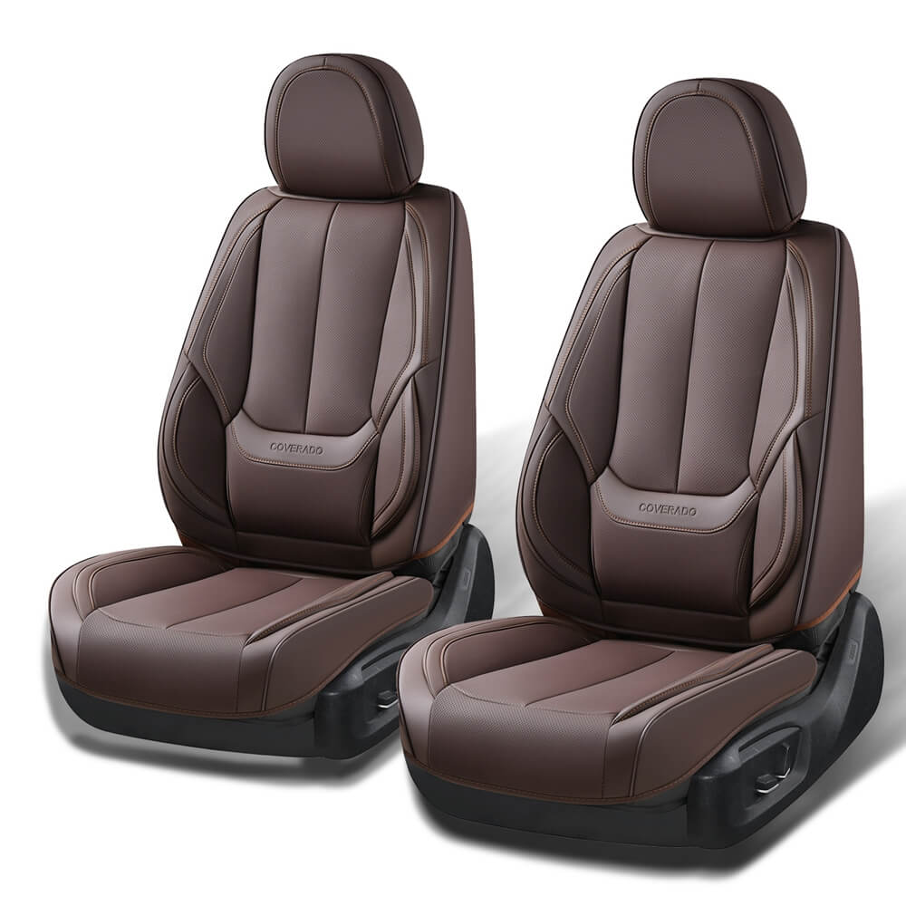 2 Seats Coverado Front Driver and Passenger Car Seat Covers Premium Leather Auto Seat Protectors Water Resistant Universal Fit