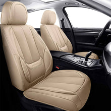 Load image into Gallery viewer, Coverado Beige Car Seat Covers for Driver and Passenger Leatherette Seat Protectors in Tan Color Comfortable Durable Auto Car Interior Covers Universal Fit