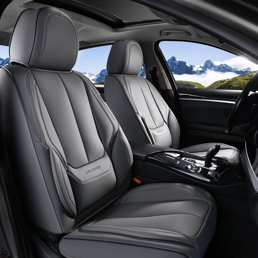 5 Seats Coverado Car Seat Covers for Cars Front and Rear Full Set with Lumbar Support Premium Leather Waterproof Auto Seat ProtectorsUniversal Fit