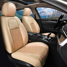 Load image into Gallery viewer, Coverado Front and Back Seat Covers  5 Seats Faux Leather & Woven Fabric Full Set Breathable Universal Fit