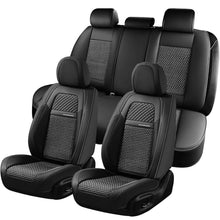 Load image into Gallery viewer, Coverado Front and Back Seat Covers  5 Seats Faux Leather & Woven Fabric Full Set Breathable Universal Fit