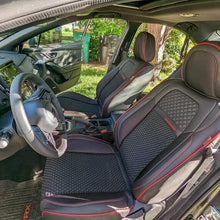 Load image into Gallery viewer, Coverado Front and Back Seat Covers  5 Seats Faux Leather & Woven Fabric Full Set Breathable Universal Fit