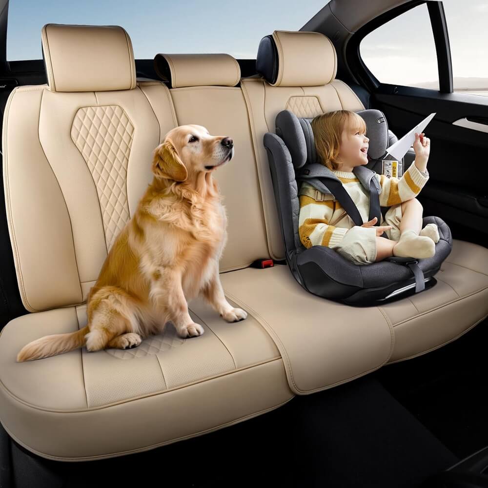 Coverado SCU018 Rear Seat Covers Car Back Seat Covers Waterproof Premium Leather Auto Seat Protector Universal Fit