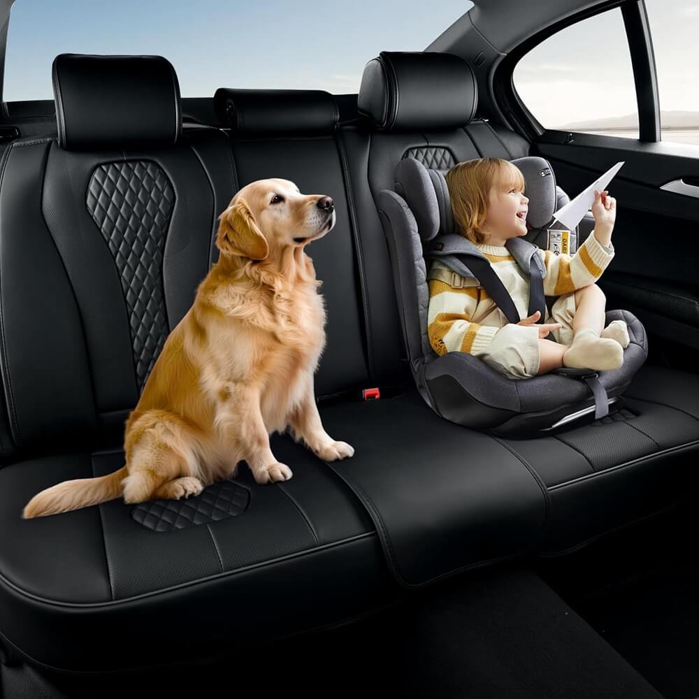 Coverado SCU018 Rear Seat Covers Car Back Seat Covers Waterproof Premium Leather Auto Seat Protector Universal Fit