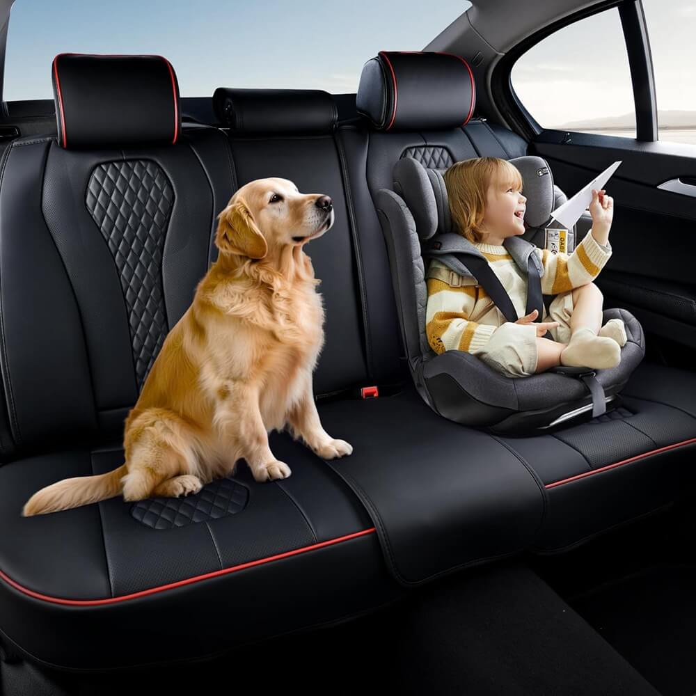 Coverado SCU018 Rear Seat Covers Car Back Seat Covers Waterproof Premium Leather Auto Seat Protector Universal Fit