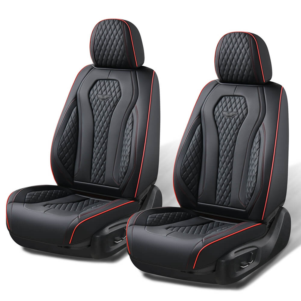 2 Seats Coverado Front Driver Passenger Premium Leather Front Car Seat Covers Water Resistant Luxury Auto Seat Protectors Universal Fit