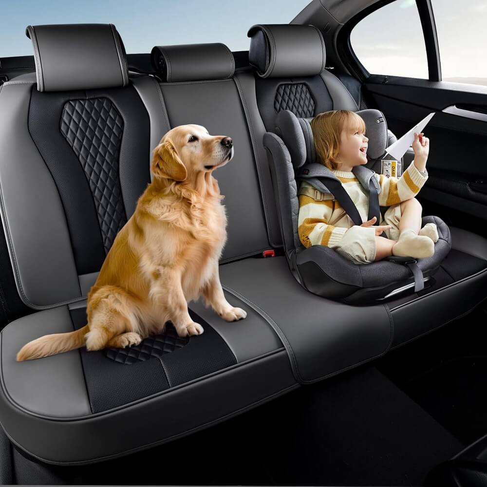 Coverado SCU018 Rear Seat Covers Car Back Seat Covers Waterproof Premium Leather Auto Seat Protector Universal Fit