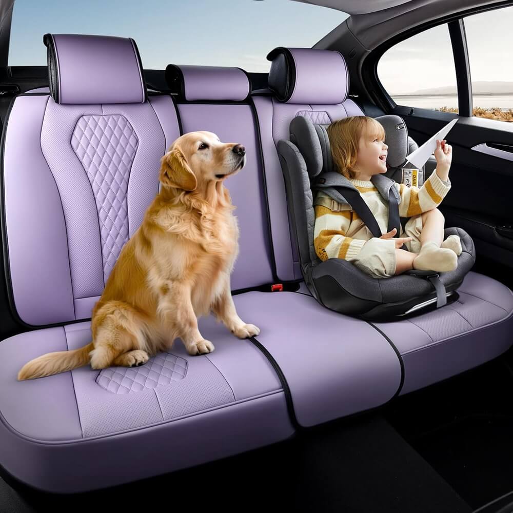 Coverado SCU018 Rear Seat Covers Car Back Seat Covers Waterproof Premium Leather Auto Seat Protector Universal Fit