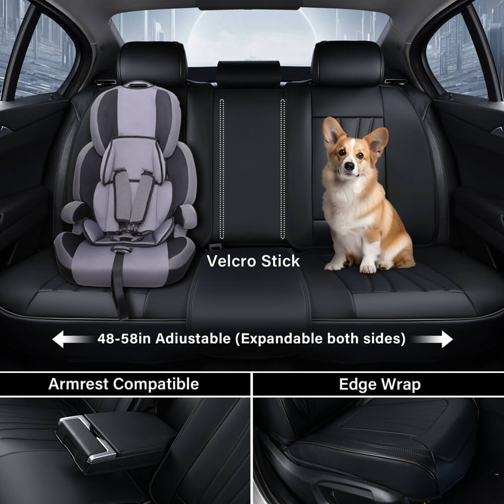 Coverado Leatherette Car Seat Covers Front and Back 5 Seats with Lumbar Support Water Resistant Full Set Auto Seat Protectors Universal Fit