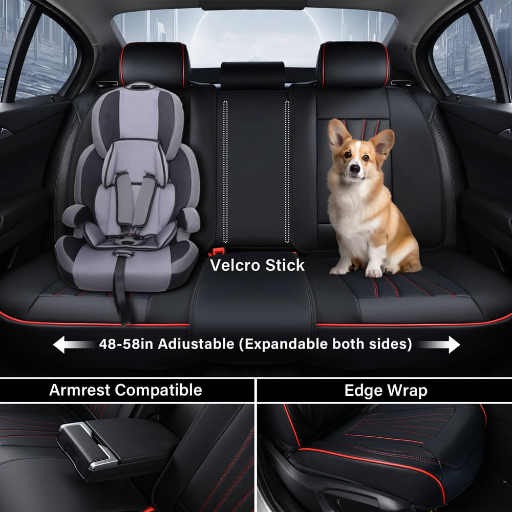 Coverado Leatherette Car Seat Covers Front and Back 5 Seats with Lumbar Support Water Resistant Full Set Auto Seat Protectors Universal Fit