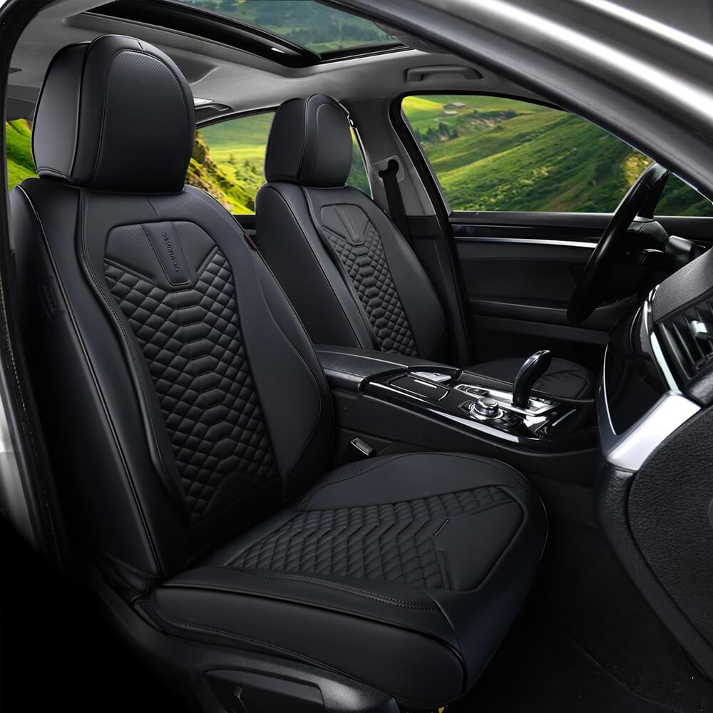 5 Seats Coverado Car Leather Seat Covers Fashion Front and Rear Leatherette Full Set Water Resistant Universal Fit