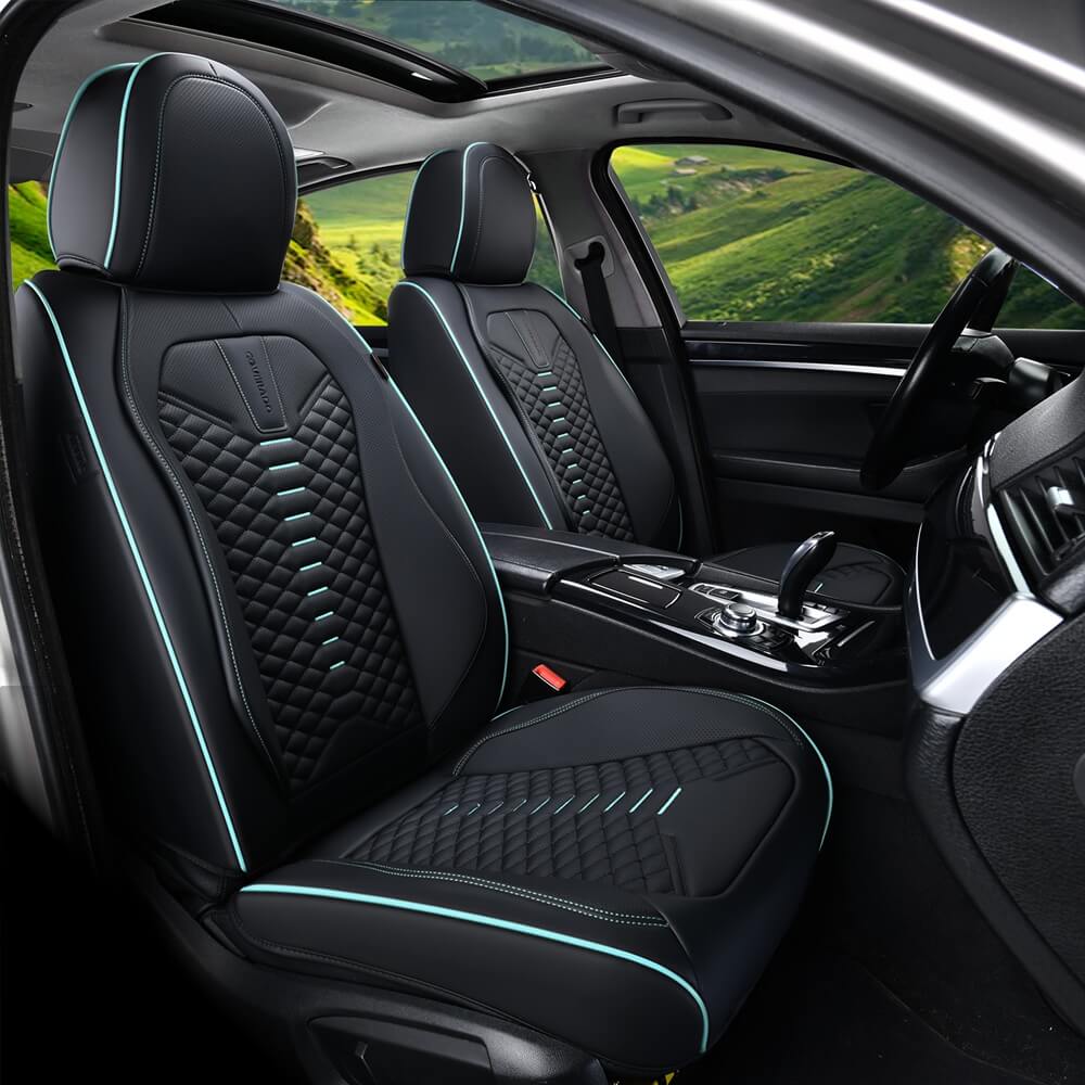 5 Seats Coverado Car Leather Seat Covers Fashion Front and Rear Leatherette Full Set Water Resistant Universal Fit