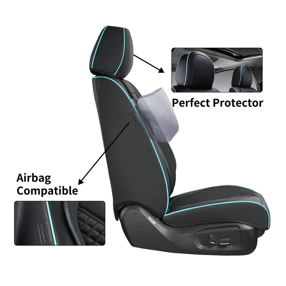 5 Seats Coverado Car Leather Seat Covers Fashion Front and Rear Leatherette Full Set Water Resistant Universal Fit