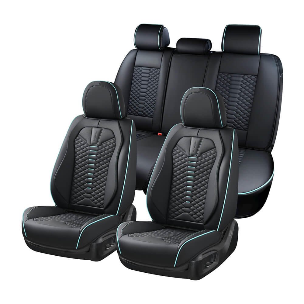 5 Seats Coverado Car Leather Seat Covers Fashion Front and Rear Leatherette Full Set Water Resistant Universal Fit