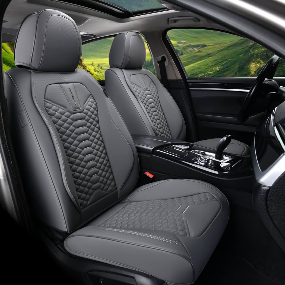 5 Seats Coverado Car Leather Seat Covers Fashion Front and Rear Leatherette Full Set Water Resistant Universal Fit